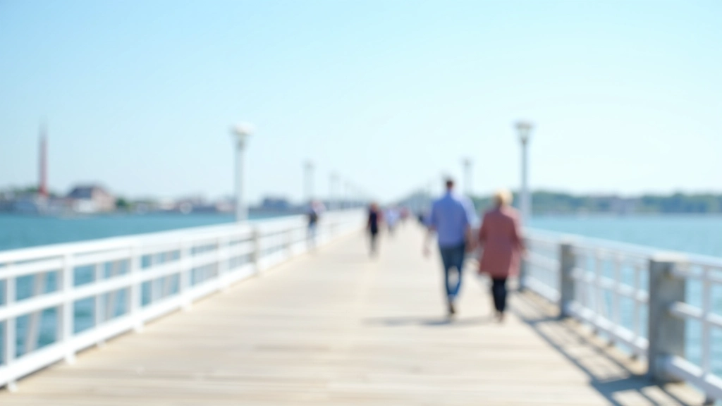 Seaside promenade pathway with white railings along the Baltic Sea coast, sunny day with clear sky