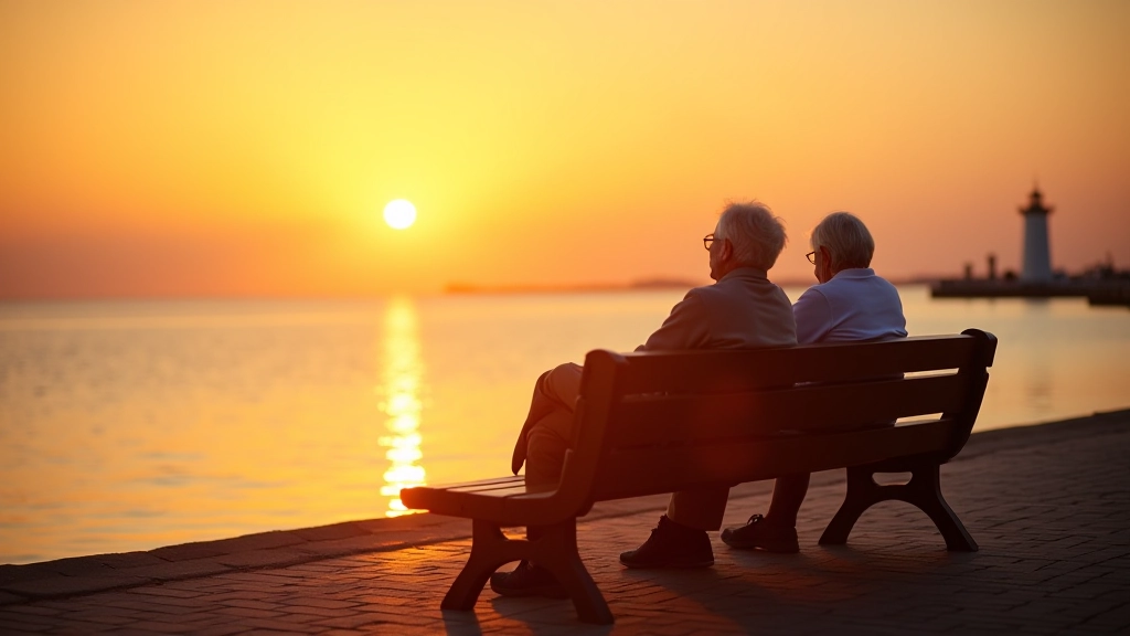 Retirees enjoying peaceful moment on the Ventspils seaside promenade